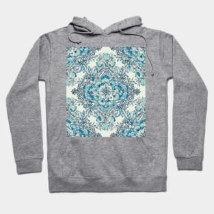 Floral Diamond Doodle in Teal and Turquoise Hoodie